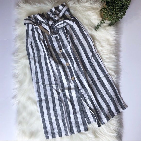 Striped Linen Midi Skirt - Picture 2 of 8